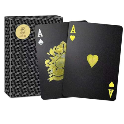 ACELION Waterproof Playing Cards, Plastic Playing Cards, Deck of Cards, Gift Poker (Black Diamond Cards) - color: Black