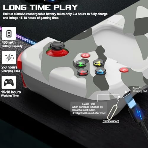 arVin Wireless Gaming Controller for iPhone Android Gamepad Joystick for iPhone 15/14/13/12, iOS, iPad, MacBook, Samsung Galaxy S23/S22/S21, TCL, Tablet, PC, Call of Duty Mobile -with Back Button - color: Camo