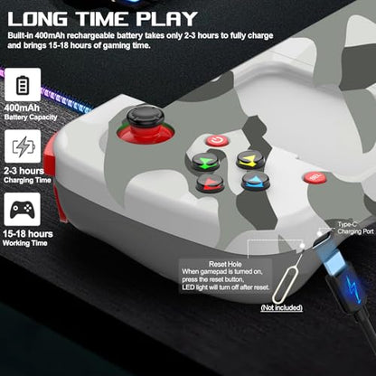 arVin Wireless Gaming Controller for iPhone Android Gamepad Joystick for iPhone 15/14/13/12, iOS, iPad, MacBook, Samsung Galaxy S23/S22/S21, TCL, Tablet, PC, Call of Duty Mobile -with Back Button - color: Camo