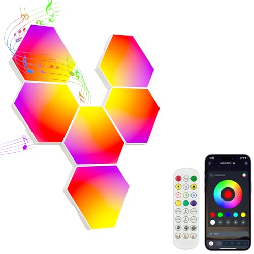 Glide Iregular Hexagon LED Light Panels, 6 Pack Smart RGB+IC Hexa Modular Wall Panels with APP & Remote, 16 Million Colors, Music Sync, Gaming Lights for Bedroom Living Room Kids Room Party Decor - color: Convex Hexagon