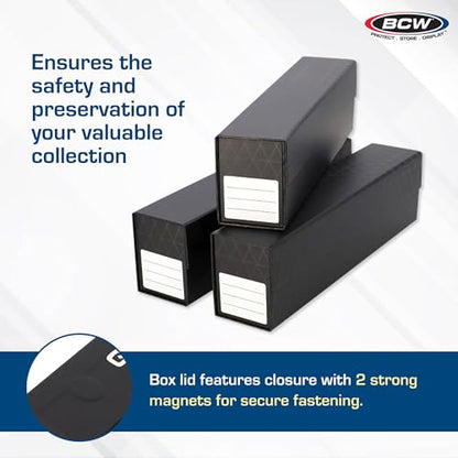 BCW QuickFold Card Storage Box for Sleeved Cards – 3 Pack – Not for Toploaders – Magnetic Closure – Holds 500-1200 Sleeved or Unsleeved Cards – MTG Card Storage