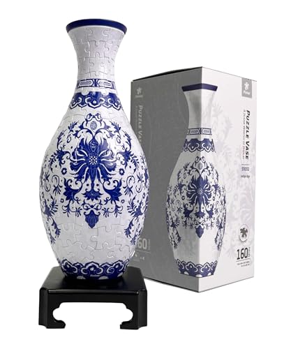 Pintoo 3D Puzzle Vase with 160 Curved Plastic Pieces House Warming Gift for Flower Arrangements and Home Decoration [S1032] (Classic, Indigo Age) - color: Indigo Age, size: 160
