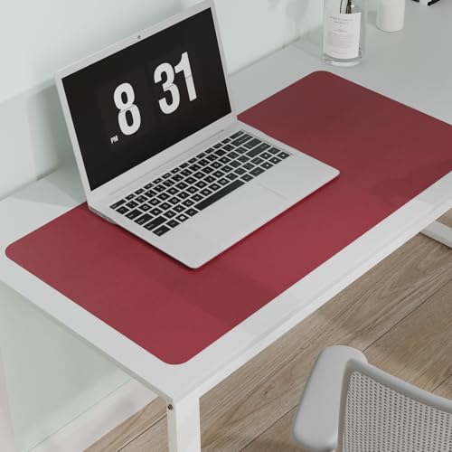 Wine Red Plastic Table Cover Protector, 24" x 48" Waterproof Easy Flat PVC Desk Pad Mat, 1.5mm Thick Rectangle Vinyl Table Top Protector for Dining Room Table, Office, Dresser - color: Wine Red, size: 24" x 48"