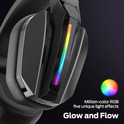 Monster Mission ANC200 Gaming Headset, 2.4GHz/Bluetooth Gaming Headphones with Active Noise Cancellation, 7.1 Virtual Surround Sound, Stealth Retractable Mic, 70H Battery, for PS5, PS4, PC, Switch