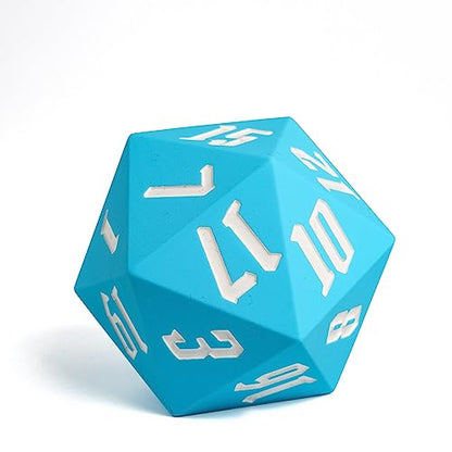 55mm Silicone D20 DND Dice, Large D20 Single 20 Sided D&D Dice | Soft & Comfortable Touch, Perfect Bouncer, Gift Box, Compatible with Dungeons and Dragons RPG Bar Pub Club Party Games - color: Sky Blue