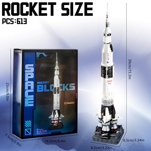 APENGBAOL Saturn V Space Rocket and Vehicles Building Blocks Set,613 Precision Space Shuttle Building Block Toys for Kids .Gifts for Adults - style: space rocket