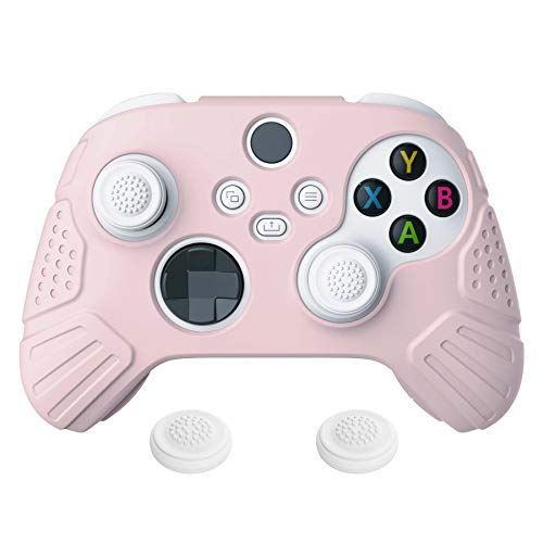 eXtremeRate PlayVital Guardian Edition Cherry Blossoms Pink Ergonomic Soft Anti-slip Controller Silicone Case for Xbox Series X/S, Protector Skins with Joystick Caps for Xbox Core Wireless Controller - color: Cherry Blossoms Pink