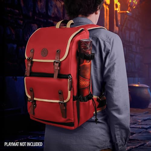 ENHANCE Designer Edition TCG Backpack - MTG Deck Bag Card Binder Space, TCG Deck Box Storage, MTG Playmat Holder - Card Storage Compatible with Magic the Gathering, Pokemon, Lorcana (Canvas Red) - color: Canvas Red