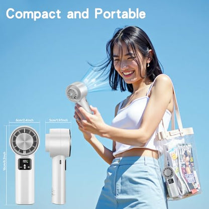 Handheld Turbo Fan with Ice Cooler, Rechargeable Personal Fans, 1-199 Adjustable Speed, Powerful Cooling Personal Mini Fan, Portable Hand Fan for Travel, Outdoor, Office, Gifts for Women,Men - style: WH-06