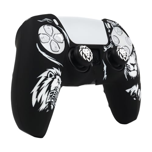 Lion Controller Skin Cover Compatible with PS5/Playstation 5 Controller, RALAN Protector Case Customised Thumb Grip - color: Lion Black White