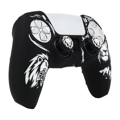 Lion Controller Skin Cover Compatible with PS5/Playstation 5 Controller, RALAN Protector Case Customised Thumb Grip - color: Lion Black White
