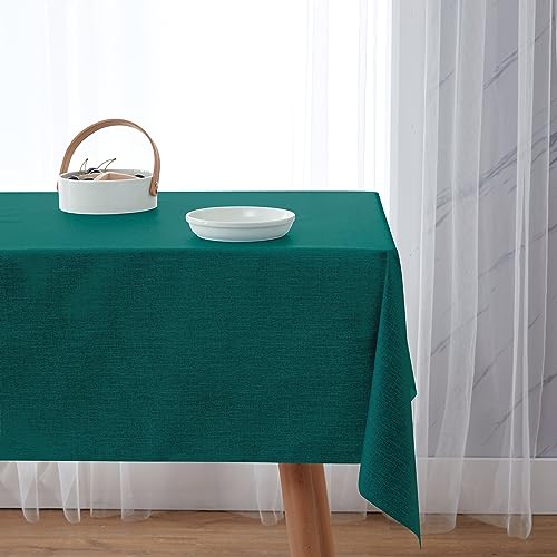 NLMUVW Square Vinyl Tablecloth 100% Waterproof Spill Proof PVC Table Cloth Wipe Clean Table Cover for Kitchen Dining Picnic, Teal, 42 x 42 Inch - color: Teal, size: 42" x 42" (Square)