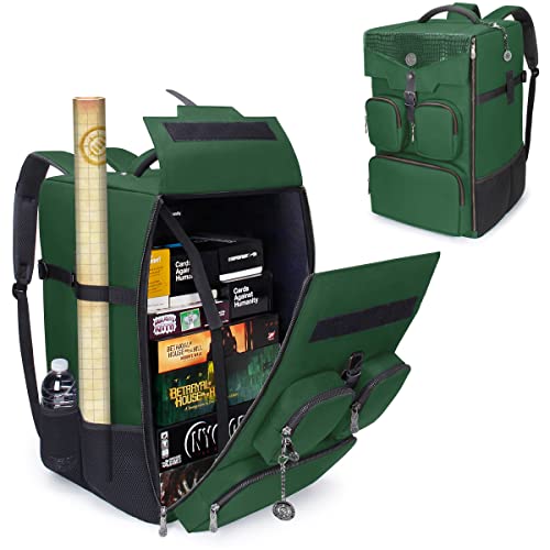 ENHANCE Collector's Edition Board Game Backpack - Reinforced Rigid Board Game Storage with Padded Shoulder Straps, Carrying Handle, and Accessories Pockets for Dice, Card Games, More (Dragon Green) - color: Dragon Green