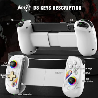 Joso Mobile Gaming Controller for iPhone/iPad/Tablet, Android Wireless Controller with Hall Effects Joysticks, Support PC/Switch, Play Cloud Games/PS Remote Play/COD/Genshin Impact & More - Starry Star White - color: Starry Star White