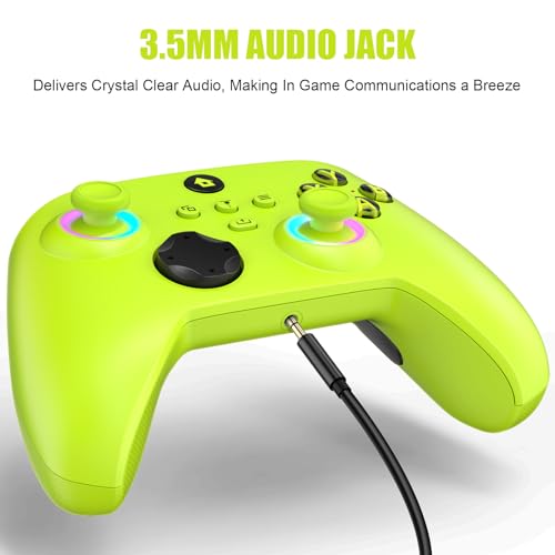 W&O Wireless Controller Compatible With Xbox One, Xbox Series X/S, Xbox One X/S, PC, With RGB LED Light, Mappable Buttons, 3.5mm Headphone Jack, With 2.4GHZ Wireless Adapter Gamepad - color: Electric Volt