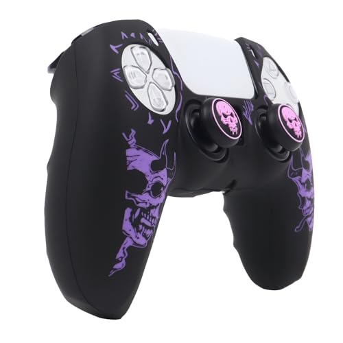 Horned Skull Controller Skin Cover Compatible with PS5/Playstation 5 Controller, RALAN Protector Case Customised Thumb Grip - color: Horned skull Purple