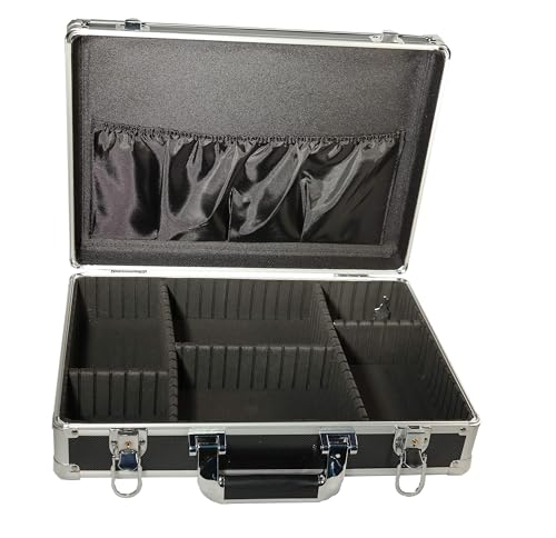 Ursae Minoris Elite Black Aluminum Case with Adjustable Compartments for Transport and Storage of Small Collectible Items and Artifacts, Objets d’Art and Other Fragile Articles - size: Resizeable Compartments