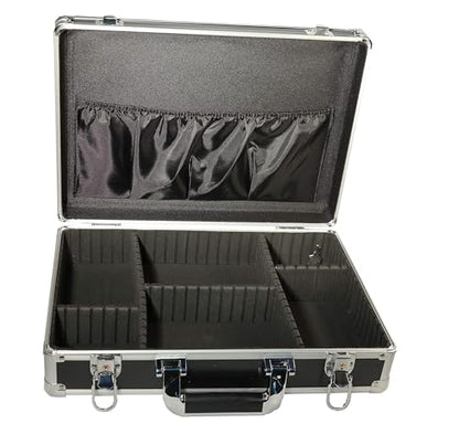 Ursae Minoris Elite Black Aluminum Case with Adjustable Compartments for Transport and Storage of Small Collectible Items and Artifacts, Objets d’Art and Other Fragile Articles - size: Resizeable Compartments