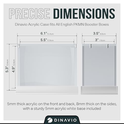 PKMN Booster Box Case Acrylic Display - Booster Box Protector Case - 8mm + 5mm Acrylic 5x3mm Magnets - Compatible with PKMN Booster Boxes (White Base) - color: White Base