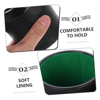 VICASKY 1set Silent Dice Cup Set with Lid Low Noise Shaker for Ktv Parties and Liars Dice Games Compact and Stylish Leatherette Design with Felt-Lined Interior with Base