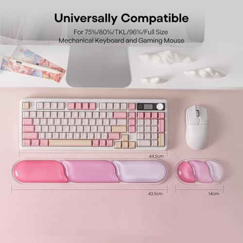 EPOMAKER CloudGel Wrist Rest for Keyboard and Mouse, 2 Pieces | Silicone Wrist Support, Anti-Slip Rubber Bottom, Ergonomic Design, Suitable for Office/Computer/Laptop/Gaming (Pink) - color: Pink