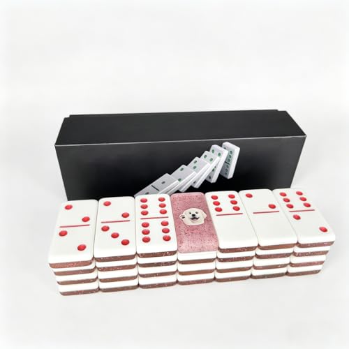 Premium Double 6 Dominoes Set 28 Tiles for Adults,Domino Board Games with Case for for Birthdays, Holidays and Special Occasions (Dominoes-Pink-Dog) - style: Dominoes-Pink-Dog