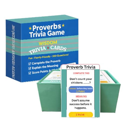 Proverbs Trivia Games, Questions with Answers & Meanings | Fun Family Party Board Games, Team Game Night, Educational Trivia Card Game, Improves Wisdom