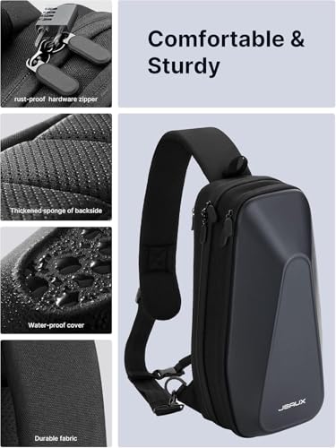 JSAUX Sling Bag for Steam Deck (OLED)/ROG Xbox Ally X (2025)/Xbox Ally/ROG Ally (X), Carrying Case with EVA Hard Shell, Double-layer Case for Docking Station & Accessories, Crossbody Bag for Travel