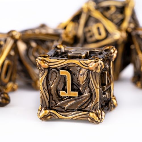 Surpass DND dice Set Metal dice Role Playing Metal Polyhedral Dice Dungeons and Dragons Dice (Gookin) - color: Gookin