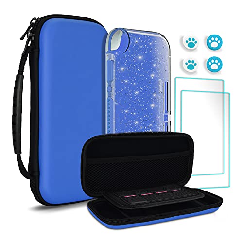 TIKOdirect Carrying Case for Nintendo Switch lite, Shockproof Portable Travel Bag with Large Storage, Glitter Galaxy cover, Screen Protectors, Cute Cat Claw Thumb Grips Caps, Blue - color: Blue