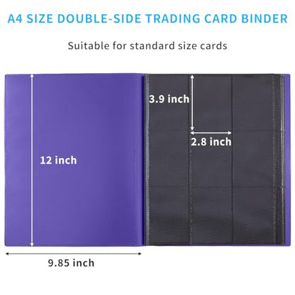 Card Binder, Upgraded 9 Pockets Trading Card Collection Binder for Cards, 360 Card Book Holder Album for Yugioh, MTG, TCG, Magic, Sports Cards - Purple - color: Purple