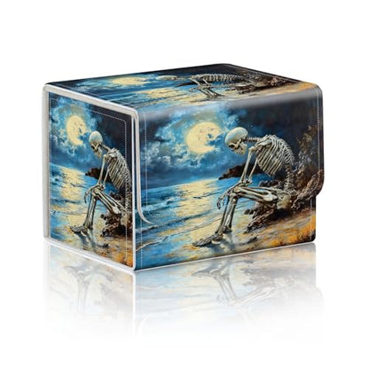 Trading Card Storage Box, Holds 100+ for MTG Cards, Premium PU Leather with Magnetic Closure, Moonlit Sea Skeleton Durable Deck Box for Magic the Gathering, Trading Card Games - color: Moonlit Sea Skeleton
