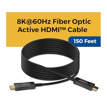 OREI 8K HDMI 2.1 Fiber Optic Cable 150ft - AOC, 48Gbps, 8K@60Hz, HDR10+, 3D - size: 150FT