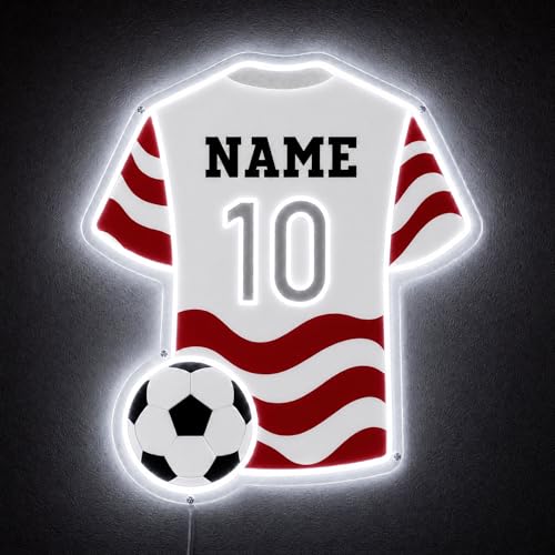 Custom Soccer Jersey Neon Sign, Personalized Name Number world cup Football Jersey Neon Light with Soccer Ball, Customizable USB LED Wall Decor for Boys Bedroom, Game Room, Man Cave, Sports Bar, Fan Club, Party,Soccer Gifts - size: Custom Soccer Neon Sign