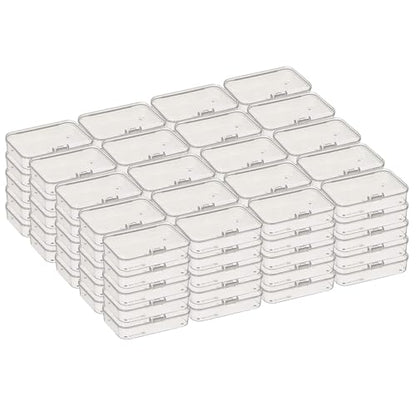 100 Pack Rectangular Mini Clear Plastic Storage Containers | 3.35x2.17x0.98 inch, Hinged Lid, For Beads and Small Craft Items - size: 3.35 x 2.17 x 0.98 inch