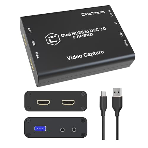 Dual HDMI Input to USB 3.0 Capture Card for livestreaming, 1080p60 Uncompressed Video Capture,3D Lut Output,Chroma Key,PS5/PS4/OBS/PC - style: Dual HDMI to UVC capture