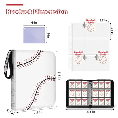 Mlikero Baseball Card Binder 720 Pocket, Trading Card Binder with Card Display Design, Premium Card Holder with Sports Pattern Wristband Compatible with Baseball Cards 2026 - color: Baseball, size: 720 Pocket