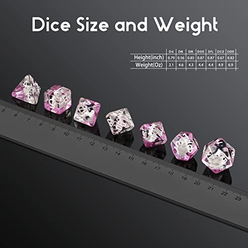 Rabbit dice set DND, DNDND 7PCS Resin Polyhedral dice set with Velvet Pouch for D&D Dungeons and Dragons Role Playing Games and Tabletop Games （Rabbit DND - color: Robbit