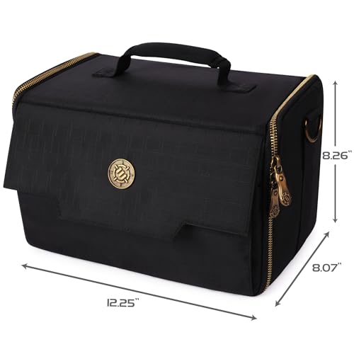 ENHANCE Wide Base Miniature Satchel - Compact Storage & Carrying Case for DnD Miniatures with Strap, 3 Foam Trays (2 Pre-Cut and 1 Pick & Pluck Tray) - Fits Minis 25mm to 40mm (Small - Wide Base) - size: Small (25 Slots), style: Wide Base Minis