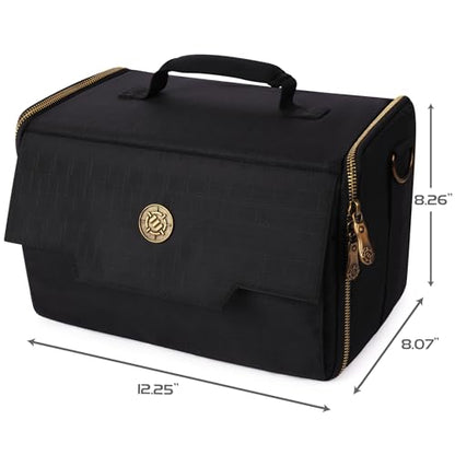 ENHANCE Wide Base Miniature Satchel - Compact Storage & Carrying Case for DnD Miniatures with Strap, 3 Foam Trays (2 Pre-Cut and 1 Pick & Pluck Tray) - Fits Minis 25mm to 40mm (Small - Wide Base) - size: Small (25 Slots), style: Wide Base Minis