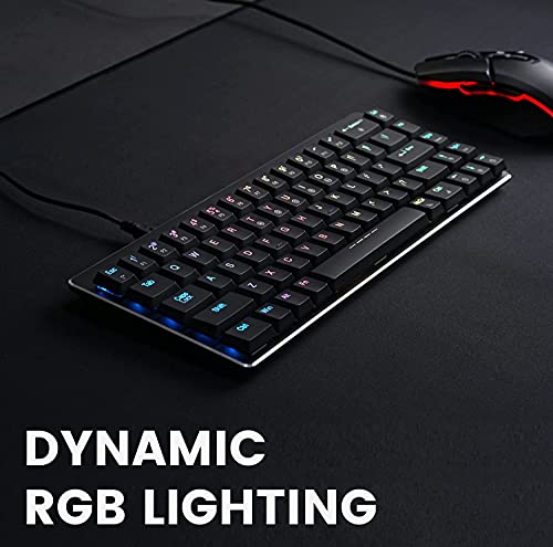 Perixx Micro USB PERIBOARD-428 Mini Mechanical Keyboard with Kailh Low Profile Brown Switch, RGB Backlighting, Black, US English Layout