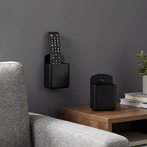2 PCS Remote Control Holder Wall Mount, TV Remote Control Holder, Self Adhesive Pen Holder Organizers and Accessories for Home Office School (4, Black-4Pcs) - color: Set of 4-Black