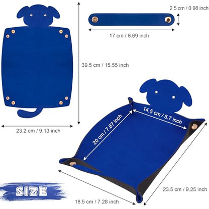 SIQUK 2 Pieces Dog Dice Tray Folding Dice Rolling Trays PU Leather Scroll Dices Holder Storage for D&D RPG Games (Blue, Red) - color: Blue, Red