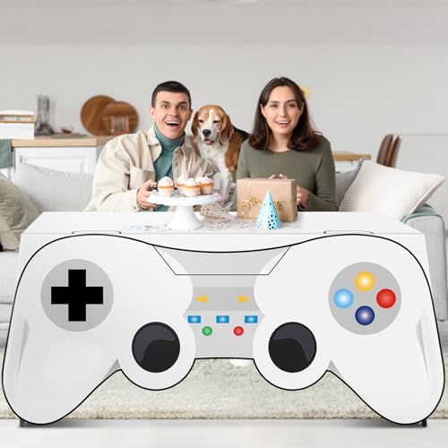 6 Ft Video Game Tablecloth Game Controller Shaped Table Cover Birthday Party Decoration Washable Polyester Fabric Gaming Table Covers Protector for Gamer Player Birthday Party Decor Supplies