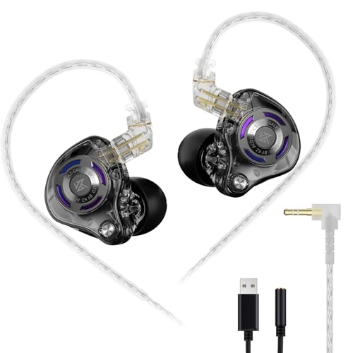 KZ Gale Wired Earbuds, Noise Isolating Fit in Ear Monitors, Ear-Hook Design Never Fall Off, Super-Linear Driver IEM for Musicians, Singer, on Stage, Studio (Nomic, Black) - color: Black, style: Nomic