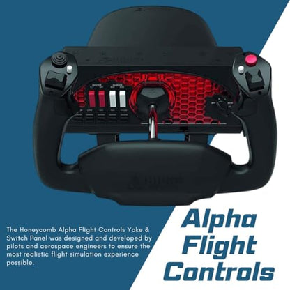 Honeycomb Alpha Yoke and Bravo Throttle Quadrant Bundle (2 Items) | 180 Degree Rotation, Steel Shaft and Dual Linear Bearings, Damped Self-Centering, Bravo: 6 Levers, Autopilot Panel