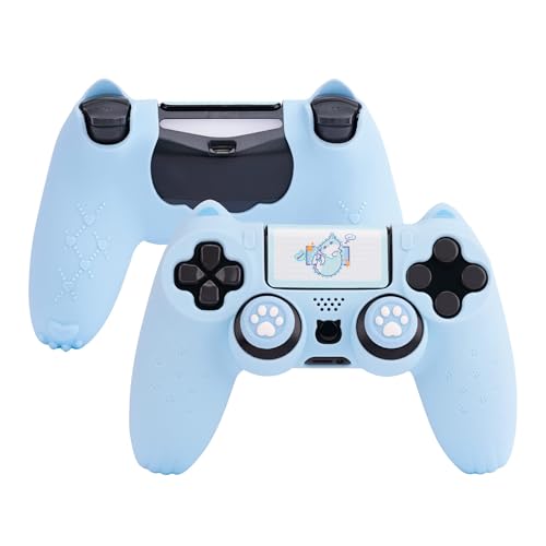 GeekShare Cat Paw Silicone Skin - Compatible with PlayStation4 Wireless Controller, Anti-Slip Protective Cover Case for Gaming Controllers (Blue) - color: Blue
