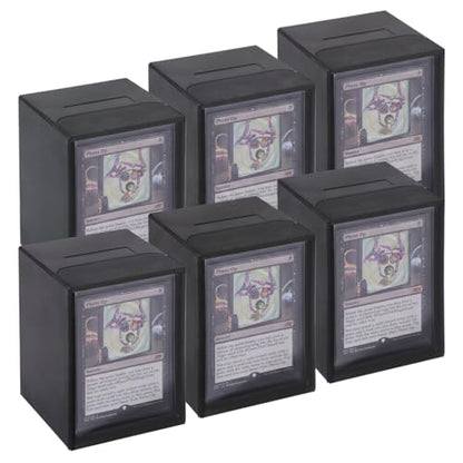 Commander Deck Boxes, 6-Pack, Magnetic Closure, Durable （Black） | Holds 100 double-sleeved cards; stackable; secure magnets; perfect for MTG. Durable, water-resistant, travel-friendly. - color: Black, size: 600+