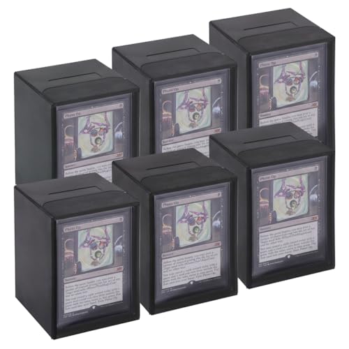 Commander Deck Boxes, 6-Pack, Magnetic Closure, Durable （Black） | Holds 100 double-sleeved cards; stackable; secure magnets; perfect for MTG. Durable, water-resistant, travel-friendly. - color: Black, size: 600+