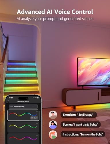 Lepro S2 AI Smart LED Strip Lights - 32.8ft RGBCW Light Strips with 2700K-5700K Tunable Warm White, Color Segment DIY, Personalized Al Lighting Designer, APP Control(No Remote), 2.4G Wi-Fi & Bluetooth - size: 32.8ft